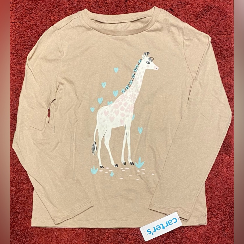 Giraffe print tan long sleeve tshirt